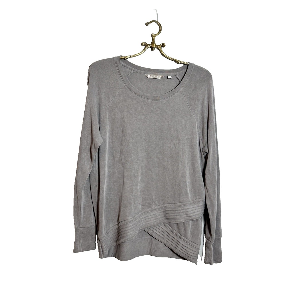 Athleta Criss Cross Front Sweatshirt Women's Medium Taupe Gray Modal Pullover
